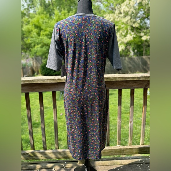 LuLaRoe Black and Gray Sheath Midi Dress Casual Short Sleeve - Picture 2 of 6